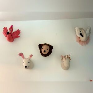 Animal Wall Decor Set - Flamingo, Swan, Lion, Rabbit, Unicorn
